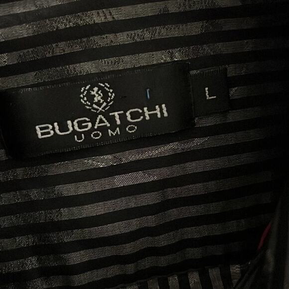 BUGATCHI UOMO TONAL ABSTRACT PINSTRIPE DRESS SHIRT SIZE L‎ - Picture 3 of 6